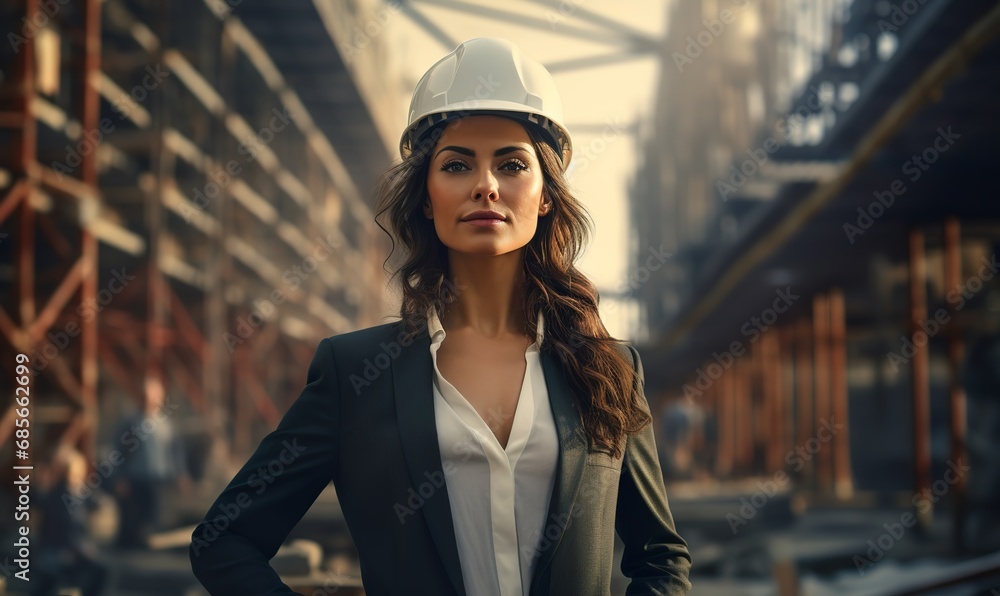 confident female construction manager on a construction site