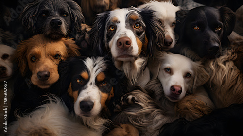 Puppy Pile Bliss Close-Up Top View of a Delightful Bundle of Baby Dogs.