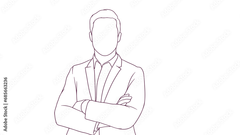 confident businessman with crossed arms, hand drawn style vector illustration confident businessman with crossed arms, hand drawn style vector illustration