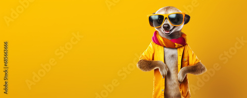 Fashionable funky meerkat in sunglasses photo