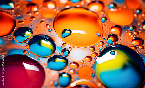 Abstract pattern of multicolored liquid droplets