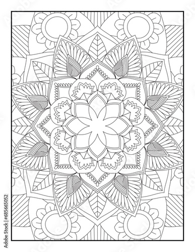 coloring full page mandala design. adult coloring page. Ornamental mandala adult coloring book page. Coloring pages