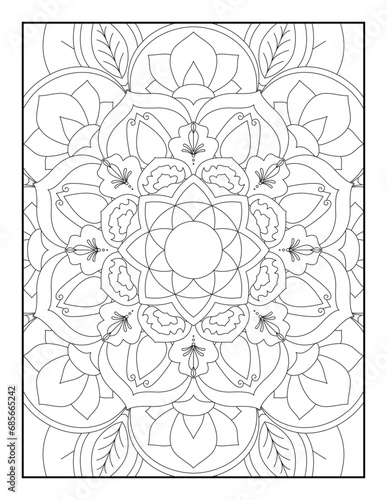 coloring full page mandala design. adult coloring page. Ornamental mandala adult coloring book page. Coloring pages