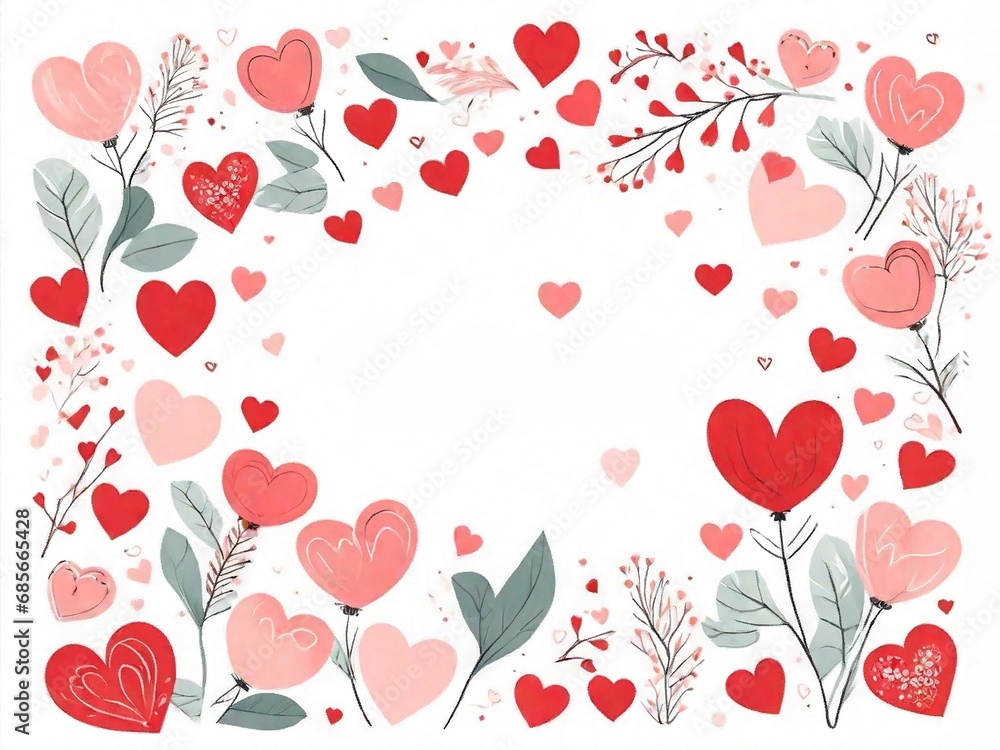 Happy Valentine's Day sale, frame of hearts and flowers on a white background.