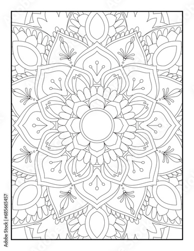 coloring full page mandala design. adult coloring page. Ornamental mandala adult coloring book page. Coloring pages