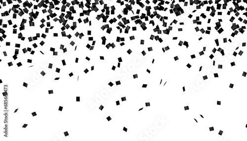 flying black colorful confetti isolated on transparent background cutout