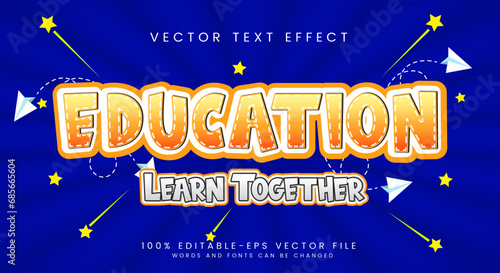 Education learn together editable text style effect themed education school