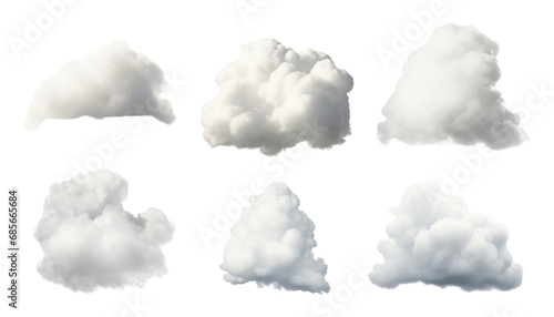 set of clouds isolated on transparent background cutout