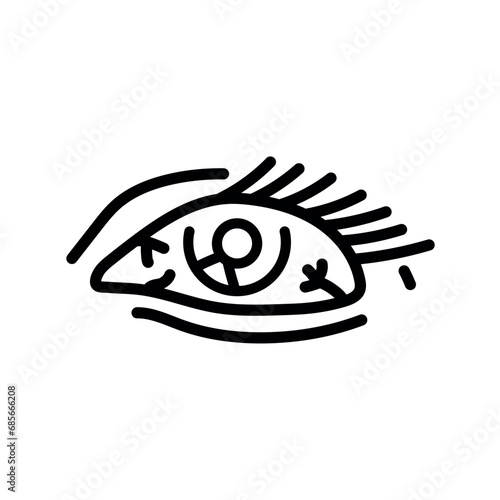 Red eye black line icon. Injuries.