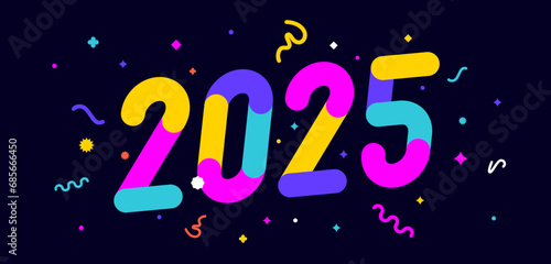 2025. Greeting card for Happy New Year  banner  poster  holiday confetti style with text 2025 for Happy New Year or Merry Christmas. Holiday 20025 background  banner  poster. Vector Illustration