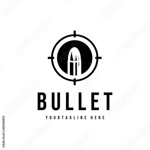 bullet ammunition emblem logo vintage vector illustrator design, icon, target, shoot