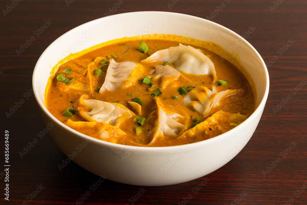 Nepalese chicken dumplings with hot chutney