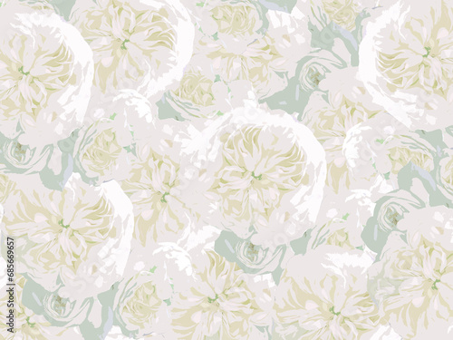 清純な花柄の壁紙風　白色系背景 © 桜 マチ