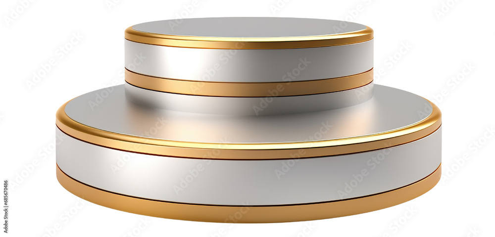 Podium with golden line on isolated white background Podium with golden line on isolated white background