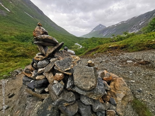 Stack of stones in the highlands - varde photo