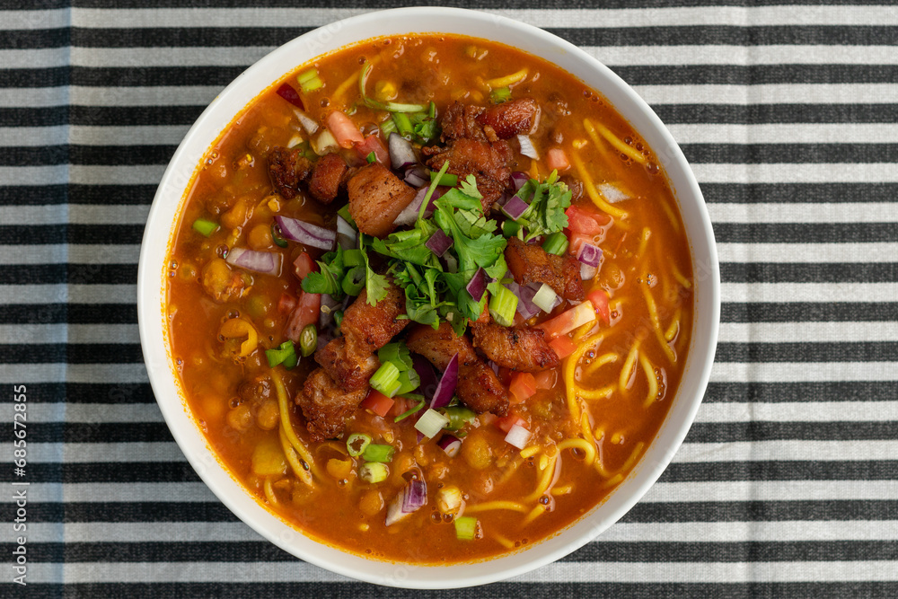 Nepalese roasted pork noodle soup