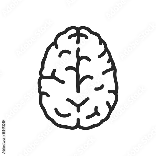 Brain Icon. Vector Outline Editable Sign of Cognitive Intelligence Symbolizing Mental Health, Neurological Functions, and Intellectual Processes.