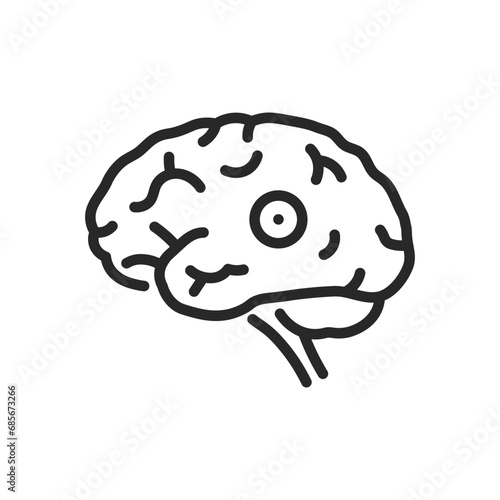 Brain Injury Icon. Thin Linear Illustration of Head Trauma and Neurological Recovery for Health Education and Awareness. Isolated Outline Vector Sign.