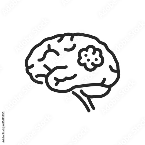 Brain Tumor Icon. Thin Linear Illustration for Medical Diagnostics, Neurological Health and Oncology Education
