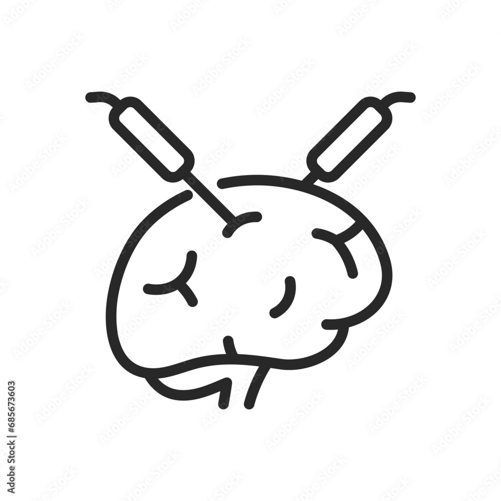Neurosurgery Icon. Thin Linear IllustrationDepicting Brain Surgery for Medical and Healthcare Education. Isolated Outline Vector Sign. Neurosurgery Icon. Thin Linear IllustrationDepicting Brain Surgery for Medical and Healthcare Education. Isolated Outline Vector Sign.