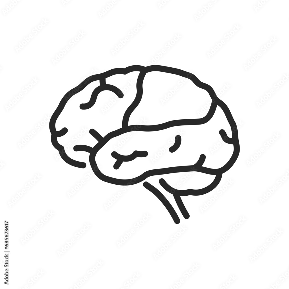 Parietal Lobe Icon. Thin Linear Illustration Highlighting Brain Region for Sensory Processing and Cognitive Functions. Isolated Outline Vector Sign. Parietal Lobe Icon. Thin Linear Illustration Highlighting Brain Region for Sensory Processing and Cognitive Functions. Isolated Outline Vector Sign.