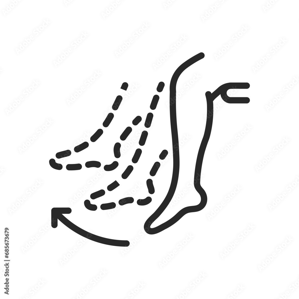 Reflex Action Icon. Thin Linear Illustration of Leg Movement for Neurological Reflex Testing and Motor Response Evaluation. Isolated Outline Vector Sign. Reflex Action Icon. Thin Linear Illustration of Leg Movement for Neurological Reflex Testing and Motor Response Evaluation. Isolated Outline Vector Sign.