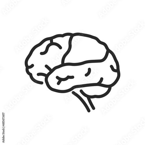 Parietal Lobe Icon. Thin Linear Illustration Highlighting Brain Region for Sensory Processing and Cognitive Functions. Isolated Outline Vector Sign.