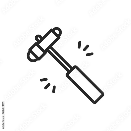 Reflex Hammer Icon. Thin Line Illustration for Medical Use, Depicting Neurological Examination Tool for Reflex Testing. Isolated Outline Vector Sign.