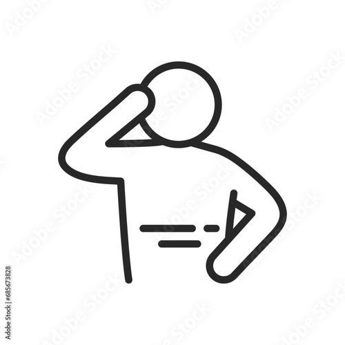 Spinal Injury and Back Pain Icon. Thin Line Illustration for Medical Use, Chiropractic Therapy, and Physical Healthcare Concepts. Isolated Outline Vector Sign.