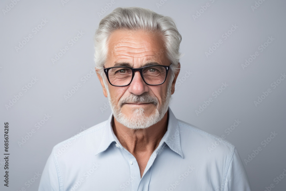 Portrait of a handsome senior man with grey hair and glasses. Portrait of a handsome senior man with grey hair and glasses.