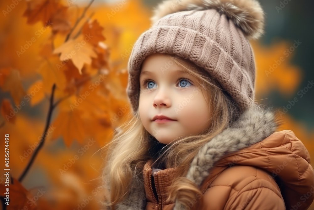 Portrait of a cute little girl in autumn park, outdoor shot Portrait of a cute little girl in autumn park, outdoor shot