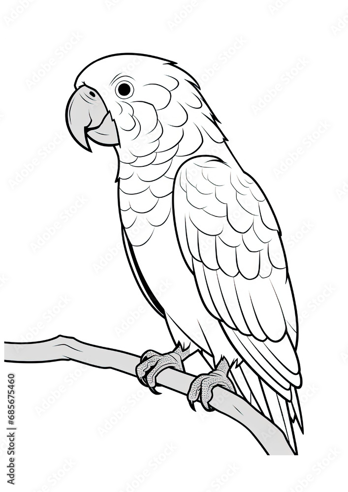Obraz premium Cartoon Bird Coloring Page isolated on white
