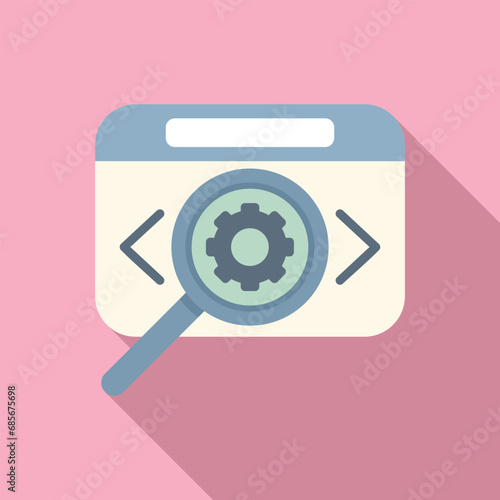 Search gear api icon flat vector. Internet hosting. Html script