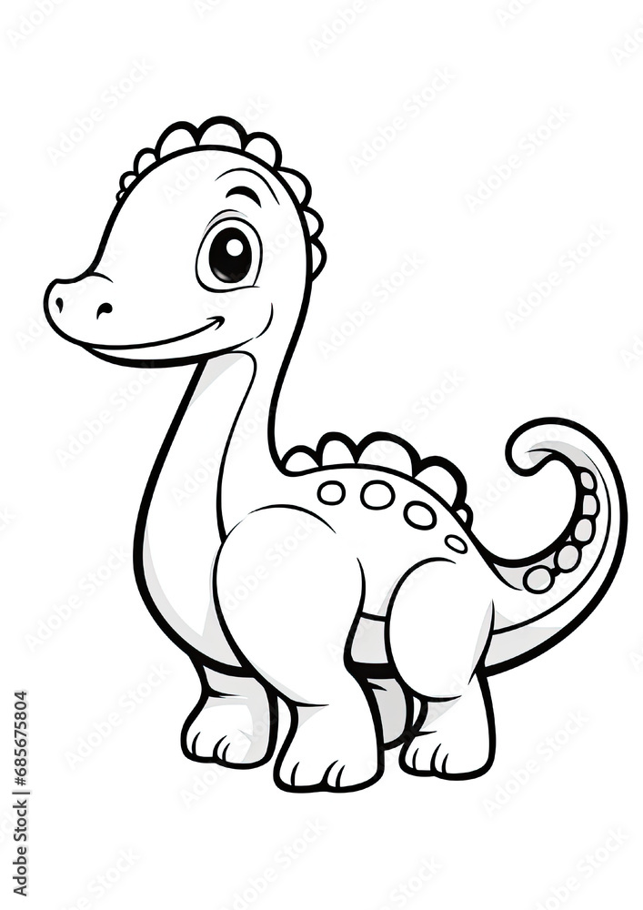 Fototapeta premium Cartoon Dinosaur Coloring Page isolated on white