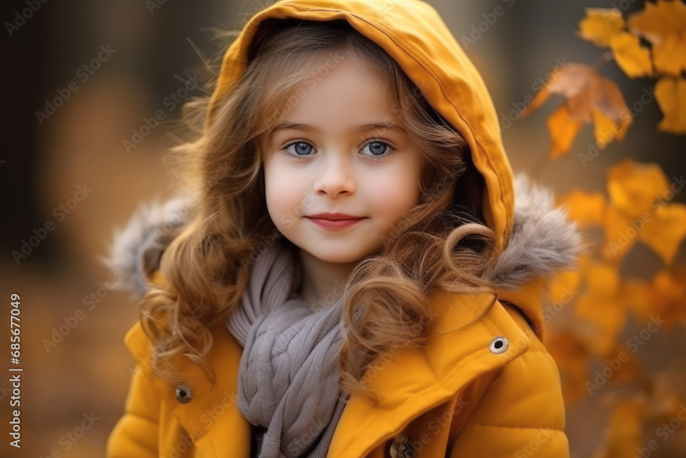 Portrait of a cute little girl in autumn park, outdoor shot Portrait of a cute little girl in autumn park, outdoor shot
