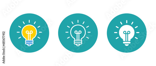 Light bulb icon vector inside circle. Idea, creativity symbol