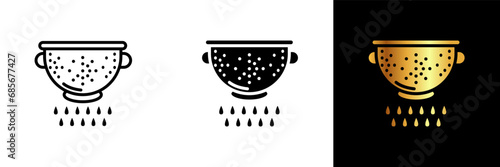 A practical and indispensable icon representing a colander, epitomizing kitchen drainage, culinary convenience, and versatile straining.