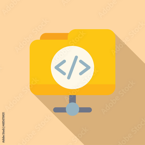 Folder system api icon flat vector. Gear hosting. Tech team
