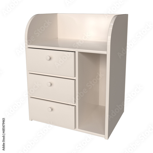 Realistic Bedside Cabinet for interior room design. 