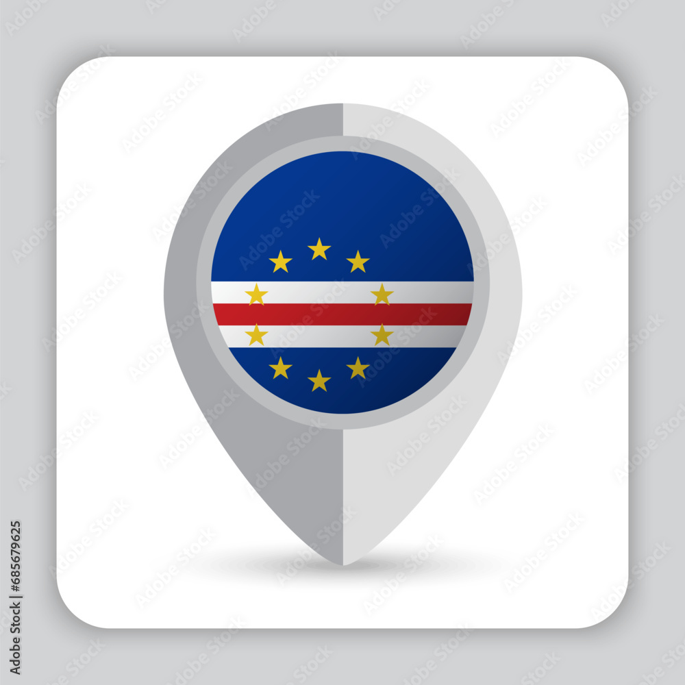 Fototapeta premium Cape Verde Flag Pin Map Icon