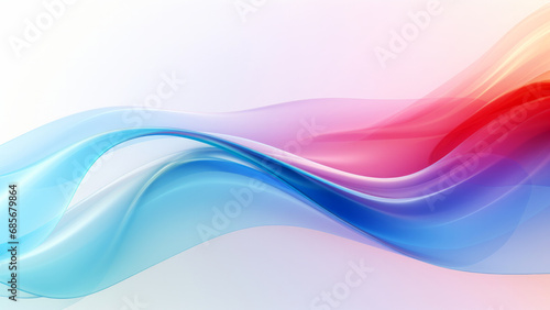 Abstract rainbow colourful waves design with smooth curves and soft shadows on clean modern background. Fluid gradient motion of dynamic lines on minimal backdrop © Cherstva