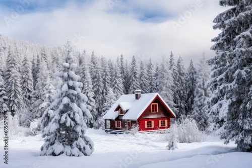 Winter mountain landscape with a house © Venka