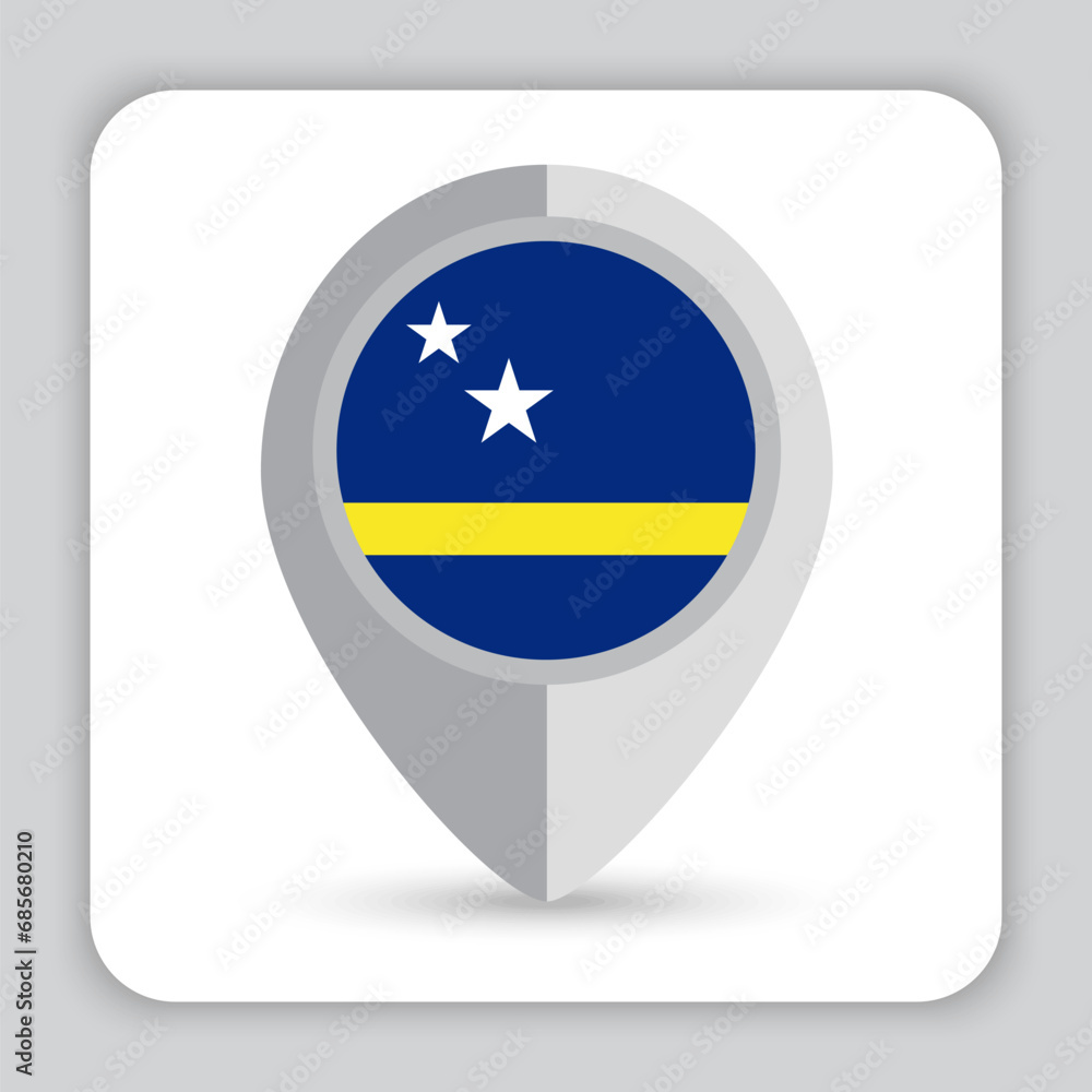 Fototapeta premium Curacao Flag Pin Map Icon
