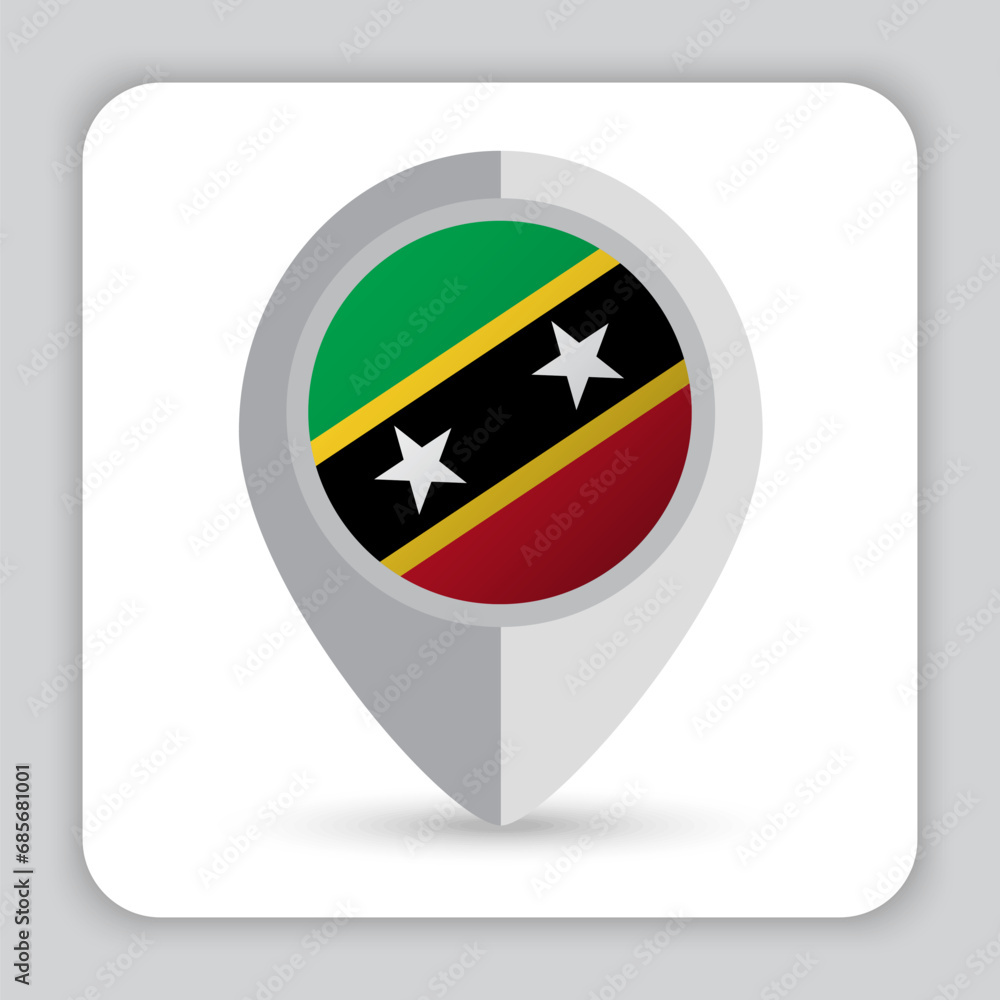 Saint kitts and Nevis Flag Pin Map Icon