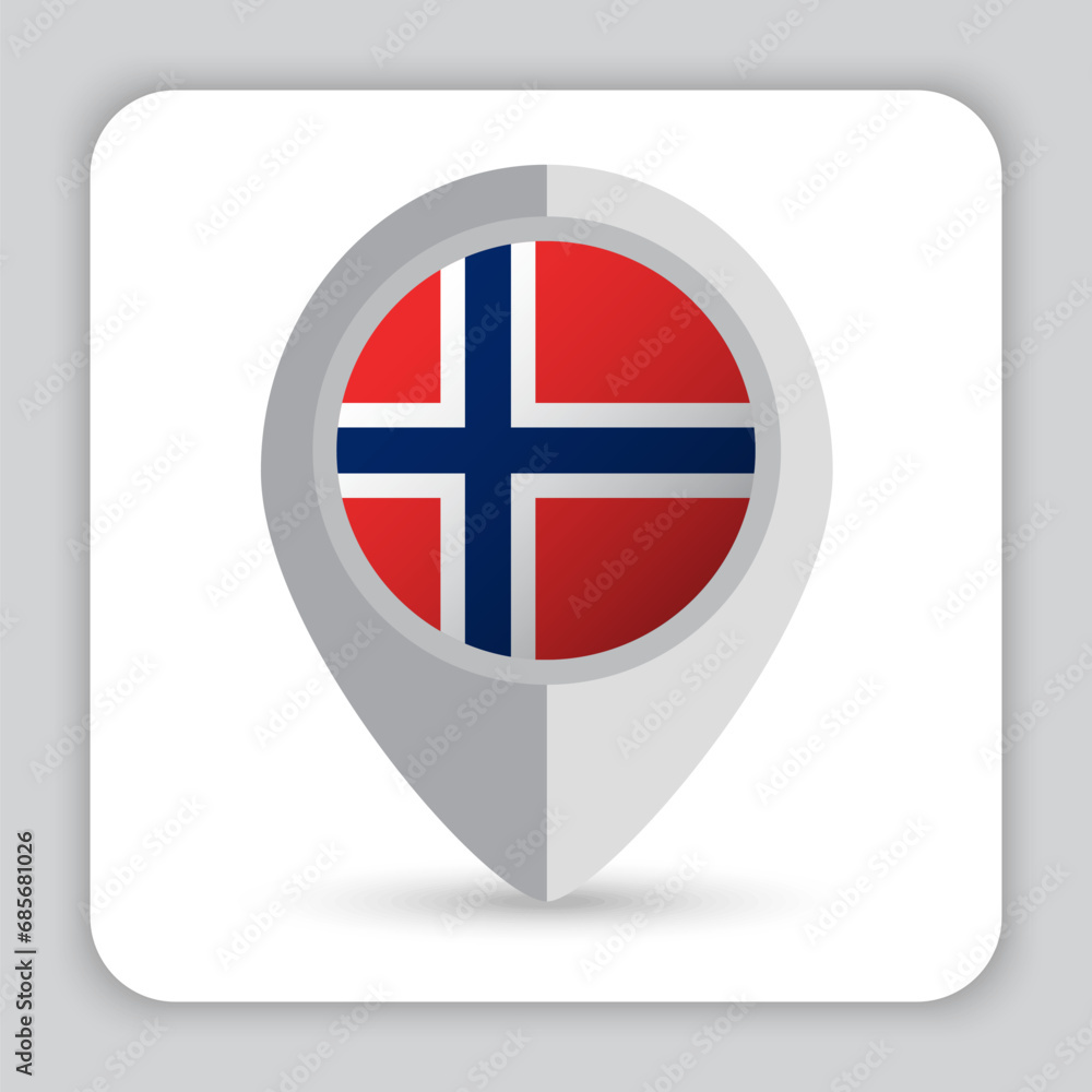 Obraz premium Norway Flag Pin Map Icon