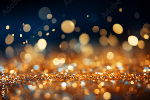 Golden christmas confetti background, glitter, bokeh, sparkling gold, banner with space for text, overlay for social media content, product photography festive backdrop, greeting card, vent flyer 