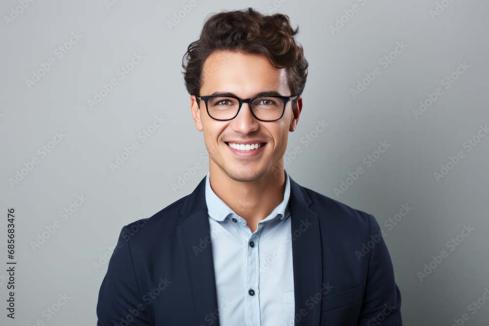 Portrait of handsome young man in eyeglasses looking at camera Portrait of handsome young man in eyeglasses looking at camera