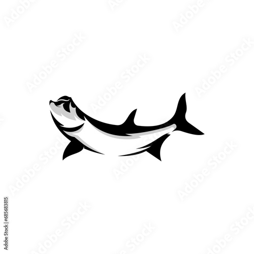 Black Tarpon Fish White Background Logo Design