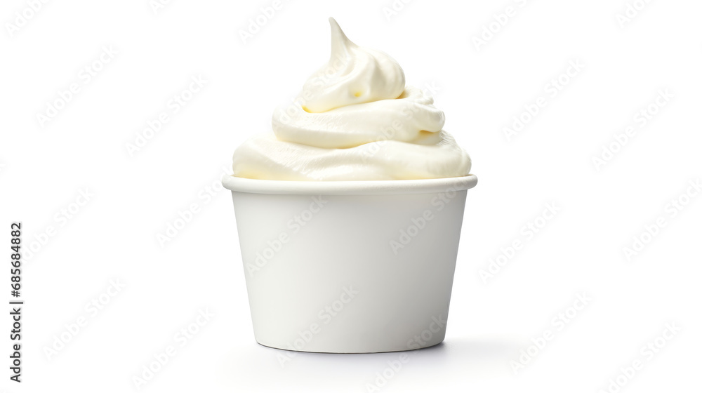 White paper cup bowl with cream or ice cream swirl, mockup. White paper cup bowl with cream or ice cream swirl, mockup.