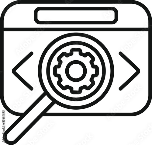 Search gear api icon outline vector. Internet hosting. Html script